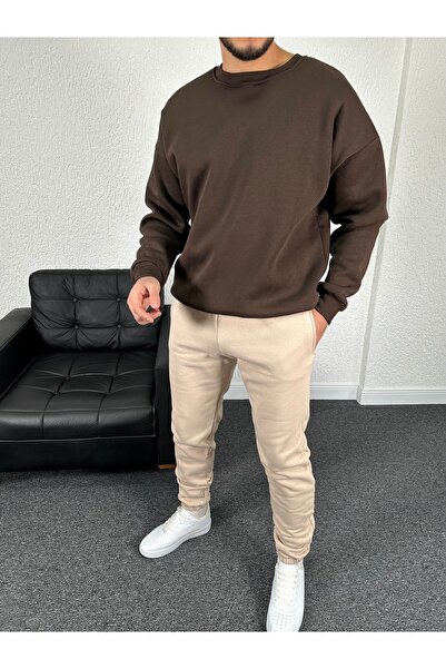 tetramoda Three Thread Crew Neck Inside Cotton O Oversized Tracksuit Set