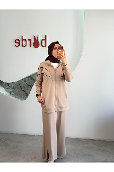 Armine Trend Sim Şerit Detaylı Pantolonlu Takım 25KT631 Camel