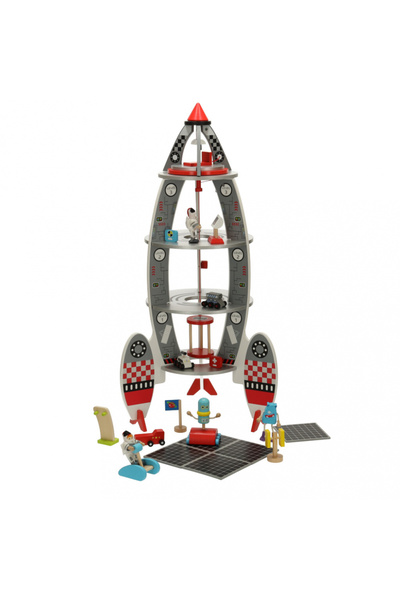 Ikonka Space rocket for children with accessories Wood 89x40cm Multicolor