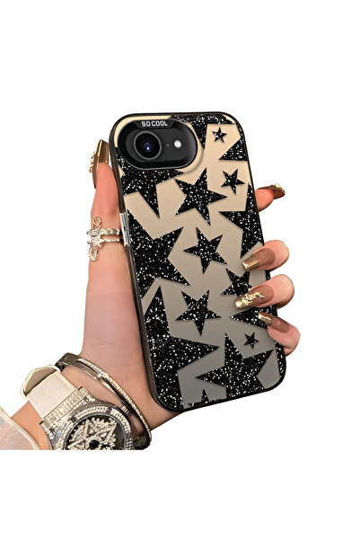 ucuc حافظة مضادة للسقوط من السيليكون المتوافقة مع هاتف iPhone 16e بأنماط نجمية