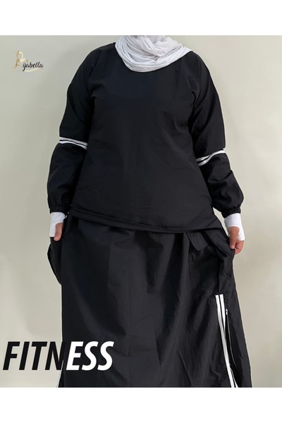 hijabella 3’lü Spor Tesettür Takım | Sweatshirt, Pantolon & Kargo Etek Zincir...