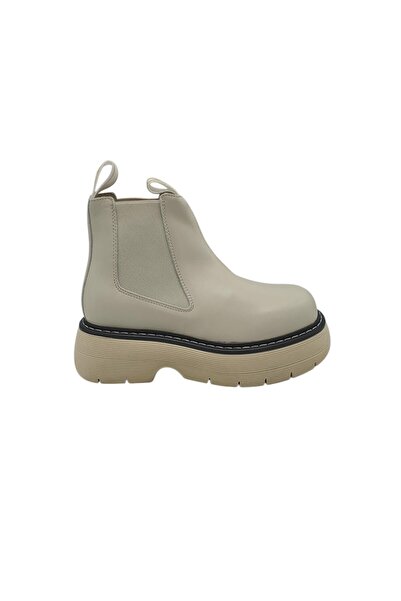 LAST Botine dama 37, piele , material textil, crem