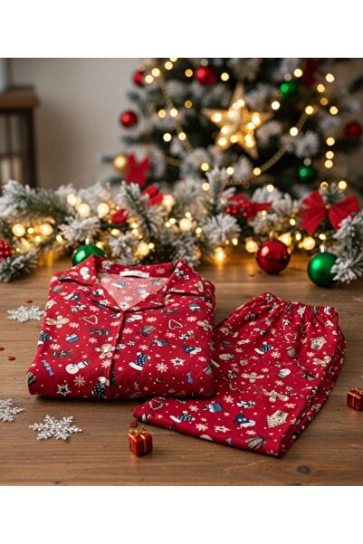 TRENDLİA Women's New Year Themed Jacket Collar Buttoned Top Elastic Waist Str...