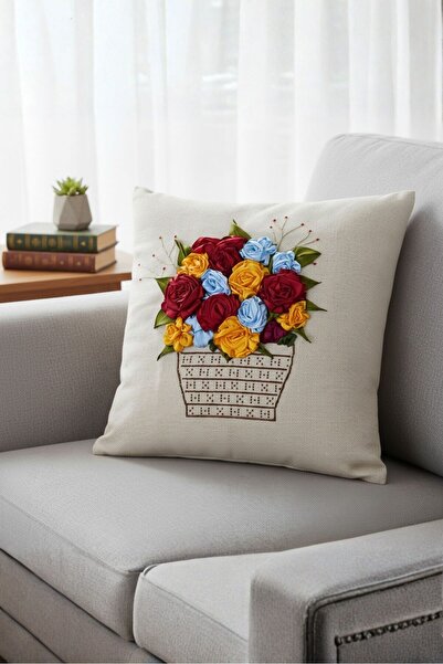 Uretti - دلال 4898 2602 غطاء وسادة مطرز يدويًا بشريط زخرفي