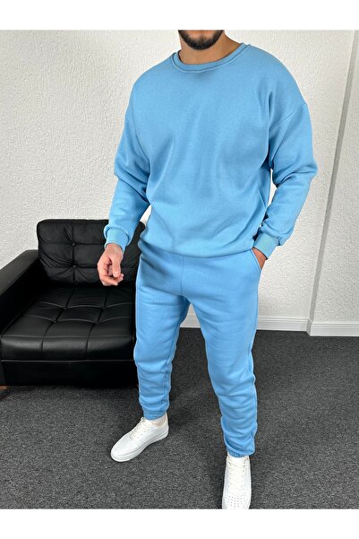 tetramoda Three Thread Crew Neck Inside Cotton O Oversized Tracksuit Set