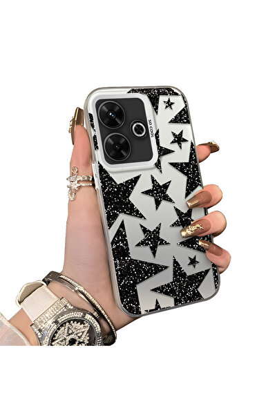 ucuc Redmi 13 4g Compatible Silicone Edge Hard Back Anti-Fall Case Star Patterns