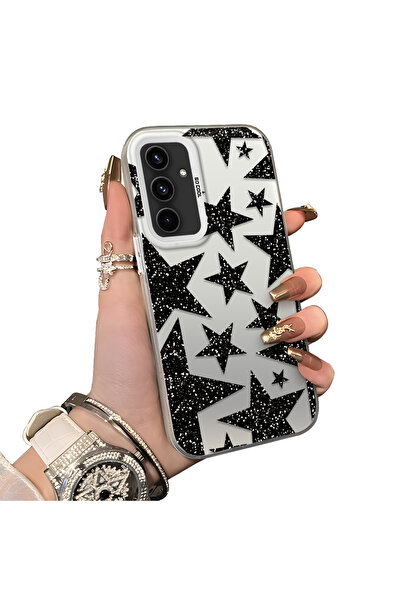 ucuc Samsung Galaxy A54 Uyumlu Silikon Kenar Sert Arka Anti Düşme Kılıfı Yıld...