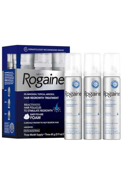 Rogaine رغوة مينوكسيديل نقية لعلاج تساقط الشعر وإعادة نموه لدى الرجال (تكفي لمدة 3 أشهر)