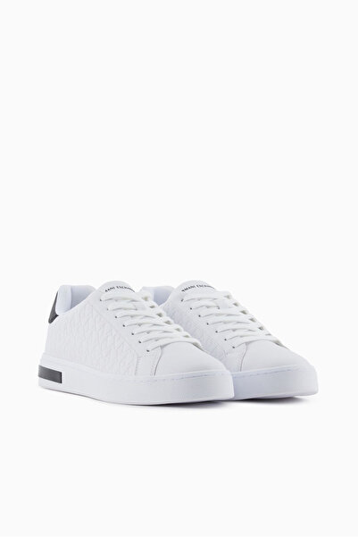 Armani Exchange Men's Textured Logo Detailed Sneaker - White
