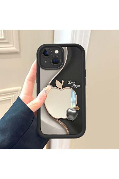 Hontinga غطاء هاتف سيليكون مضاد للسقوط متوافق مع آيفون 15 بلس بتصميم مرآة