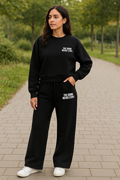 Ramer Set unisex supradimensionat pentru femei și bărbați, pantaloni din bumbac de culoare uni și tricou seturi de hanorace