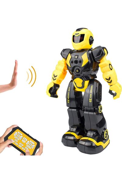 Arabest روبوت أصفر اللون يعمل بجهاز تحكم عن بعد، قابل لإعادة الشحن والبرمجة، ...
