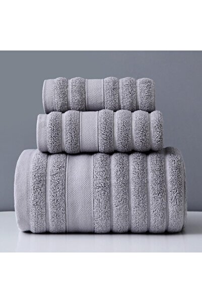 Arabest طقم مناشف حمام، منشفة حمام قطنية بلون موحد، طقم مناشف حمام مزخرف