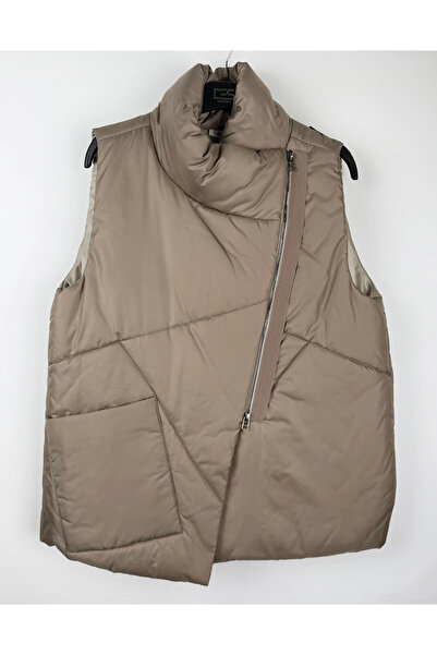 DES CONCEPT Kadın Asimetrik Fermuarlı Kapitone Yelek