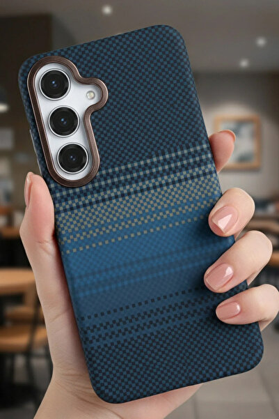 Nezih Case Samsung Galaxy A34 Uyumlu Karbon Fiber Tasarım Sert Parlak Şık Kapak