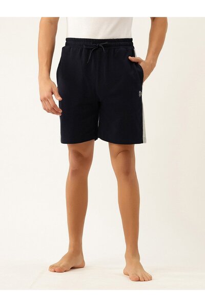 John Player By Styli Men Navy Blue Cotton Lounge Shorts