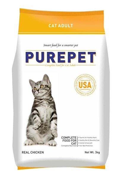Pure Pet طعام القطط الجاف بيوربيت بنكهة الدجاج الحقيقي 3 كجم