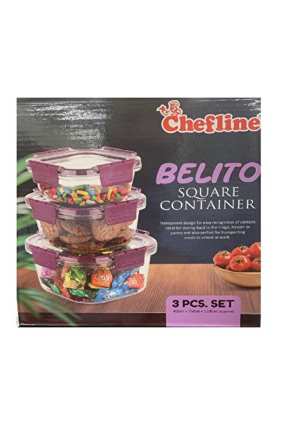 Chefline مجموعة حاويات تخزين مربعة محكمة الإغلاق مصنوعة من البولي بروبيلين، 3 قطع