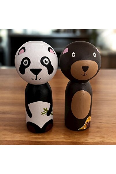 pinaart Special Design Animal World Peg Doll, Waldorf, Natural Wooden Toy Ani...
