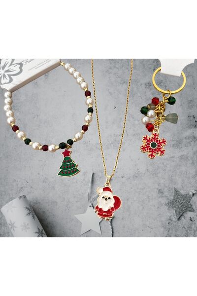 Accessories Yılbaşı Set 3'lü Bileklik, Kolye, Anahtarlık