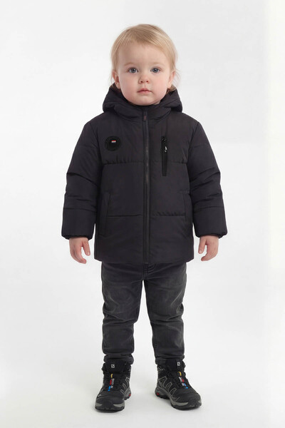 QAWWA Çocuk KIZ-ERKEK Kapüşonlu İçi Siyah Kürklü Kuş Elyaflı Hafif Su Ve Rüzgar Geçirmez Kışlık Mont