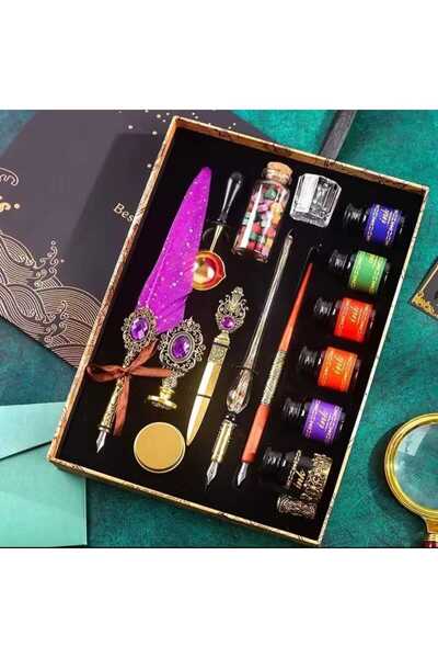 Menuzer Klasik Kaligrafi Tüy Kalem Balmumu Mürekkep Mühür Damga Seti Vintage ...