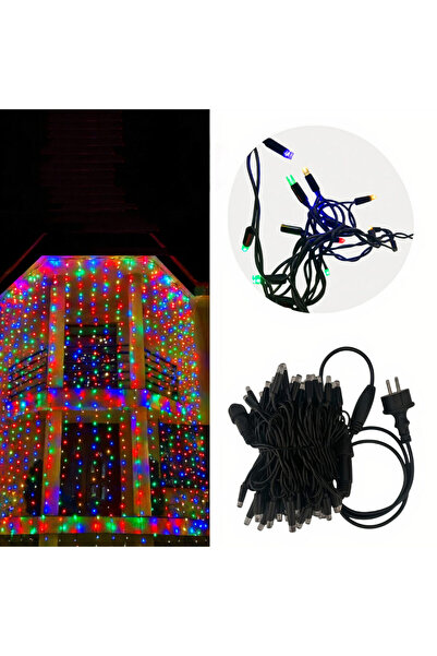 JML1 Cortina de Crăciun 6x2m, tip franjuri, cu lumină multicoloră, 384 LED-uri albe, interconectabilă