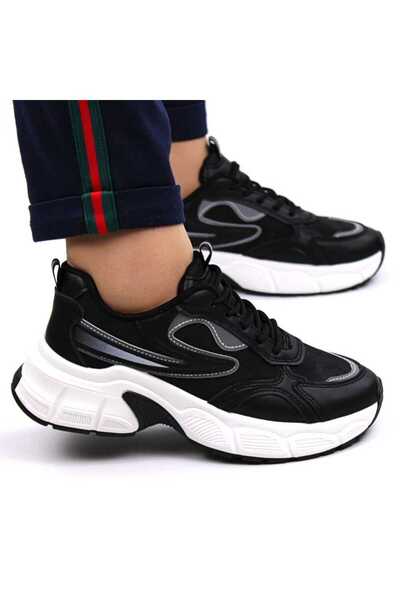 mm ​Sneakers de dama cu talpa supradimensionata si banda reflectorizanta 558-BLACK/WHITE