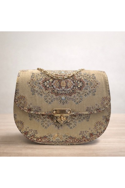 Elen Patterned Shoulder Bag with Chain Strap - 18X17 Cm.