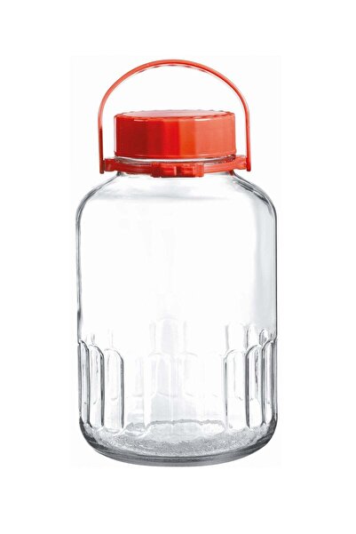 Pasabache Pasabahce Harvest Glass Jar, 4 Lt, Red Lid, 270 Mm Height Green