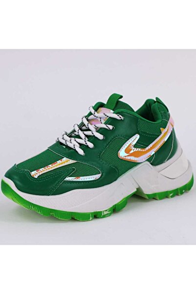 mm ​Sneakers de dama cu talpa supradimensionata si banda reflectorizanta GRS-2101-GREEN