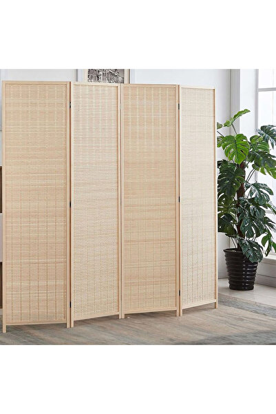 genric Makeup Toy Bamboo Room Divider Privacy Screen | 4-Panel Foldable Partition 180x180 cm