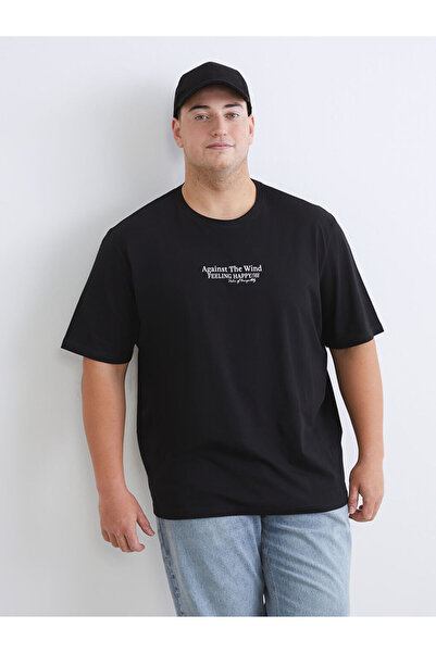 LC Waikiki RMZ GİYİM FARKIYA تي شيرت رجالي من القطن الممشط بطباعة ياقة روبا م...