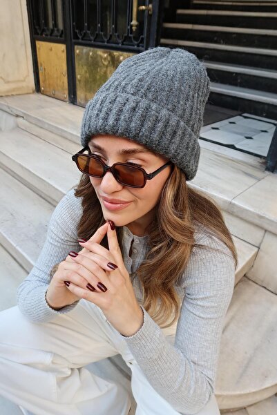 Tina İstanbul قبعة صوفية ناعمة الملمس باللون الرمادي