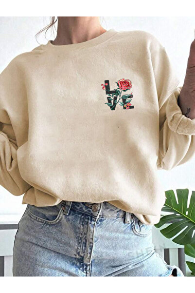 BW Bravely Wear Γυναικείο φούτερ LOVE GÜL με στάμπα και λαιμόκοψη ποδηλάτου