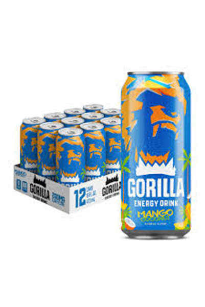 GORILLA مشروب طاقة بنكهة المانجو وجوز الهند، عبوة من 12 قطعة