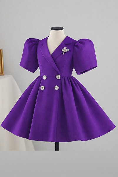 MUSGEM Βραδινό φόρεμα για κορίτσια με ειδικό σχέδιο Umay μοντέλο μωβ χρώματος...