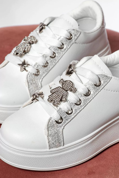 Zaira Λευκά παιδικά πάνινα παπούτσια από οικολογικό δέρμα Iris #21253 - 34