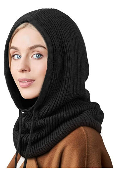 JOGAMS قبعة شتوية، قبعة بالاكلافا محبوكة برباط قابل للتعديل، وشاح دافئ بغطاء رأس رأس، قبعة جمجمة، مقاس واحد