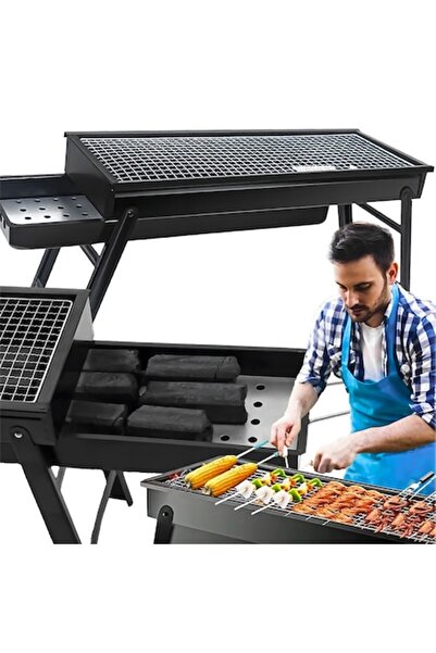 Optim Solution Grătar pe cărbune pentru camping, pliabil și portabil