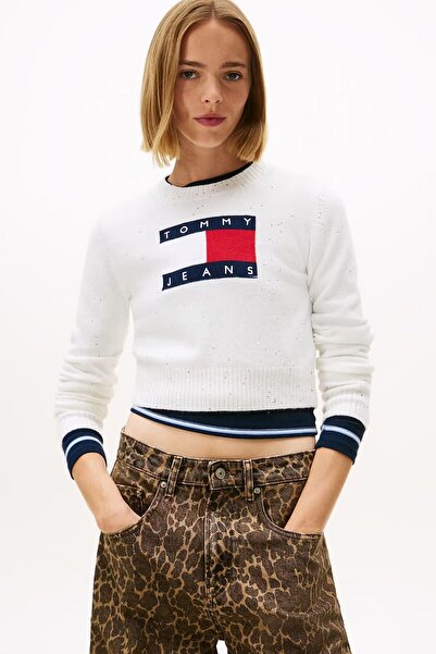 Tommy Hilfiger Pulover scurt de tricotat pentru femei slim fit cu detaliu cu ...