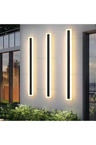 LEDZONE Lampă de perete exterioară LED neagră 120cm LZ904, 24W, lumină caldă
