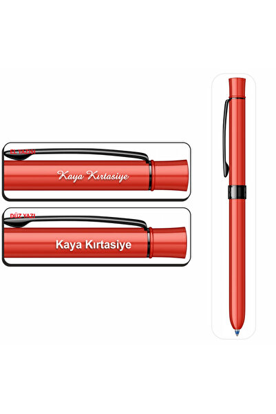 Scrikss İsminize Özel 93 Trıo Kırmızı Multifonksiyonlu Kalem