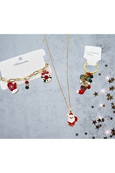Accessories Yılbaşı Set 3 'lü (Anahtarlık, Bileklik, Kolye)