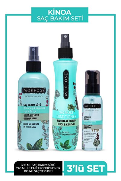 Morfose Kinoa Saç Bakım Seti Saç Sütü+Saç Serumu+Fön Suyu