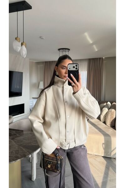 hancez Balık Sırtı Kaşe Bomber Ceket 9651