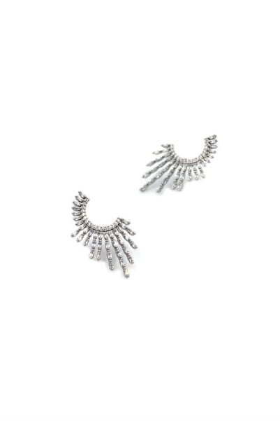 MENESSA حلق مرصع بالأحجار - فضي