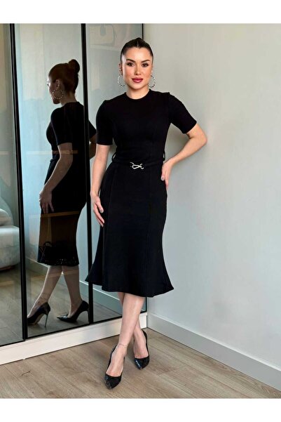 ROUPAS COLLECTİON Kemerli Selanik Kumaş Elbise