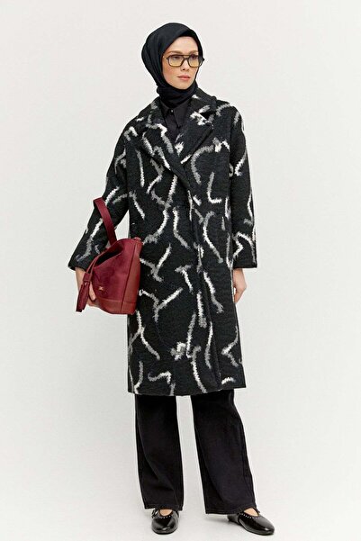 Setrms Desenli Oversize Kruvaze Kaban