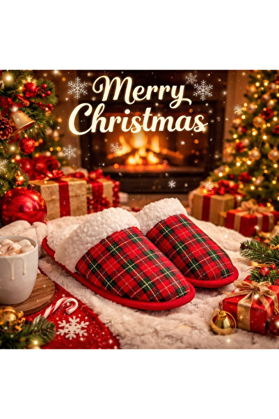 Blissmood House Slippers Red Plaid